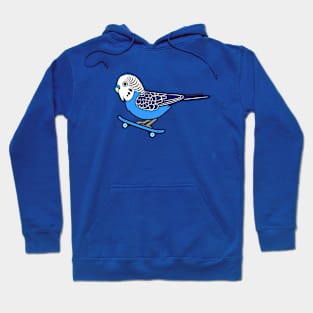 Blue Skateboarding Budgie Hoodie